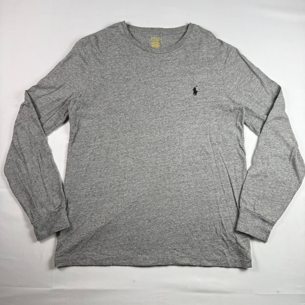 Polo Ralph Lauren Mens Custom Slim Fit Long Sleeve T-Shirt Heather Gray Medium